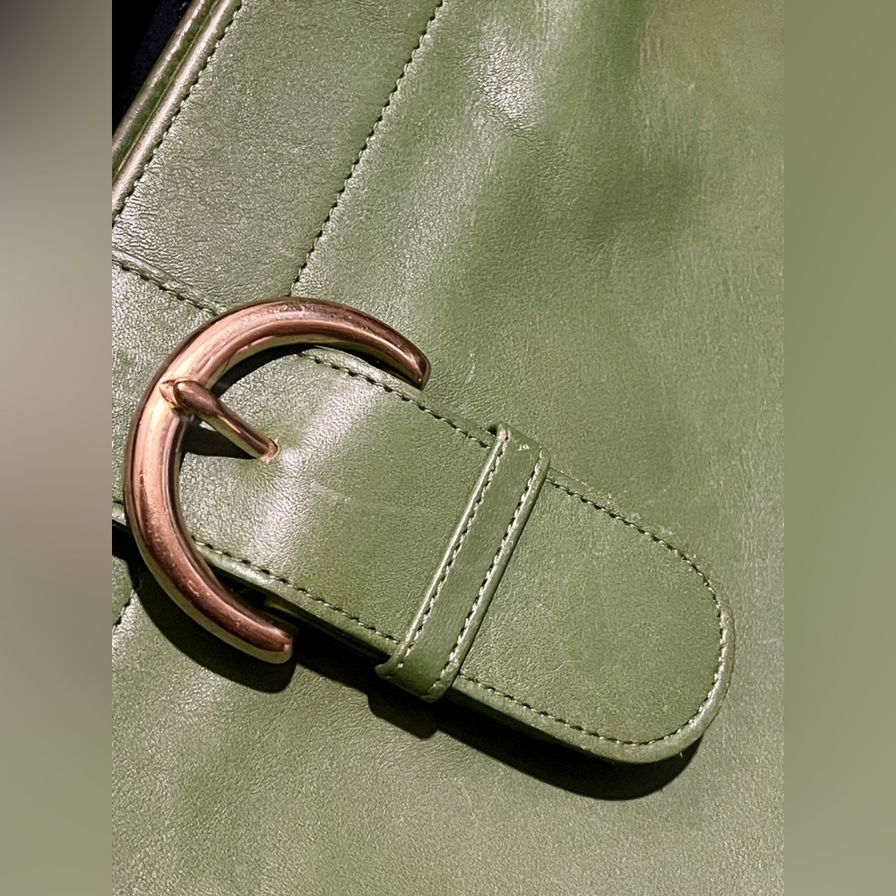 COACH Vintage Rare Eldridge Soho Leaf Green Leather Gold Buckle Shoulder Hobo - Picture 15 of 16